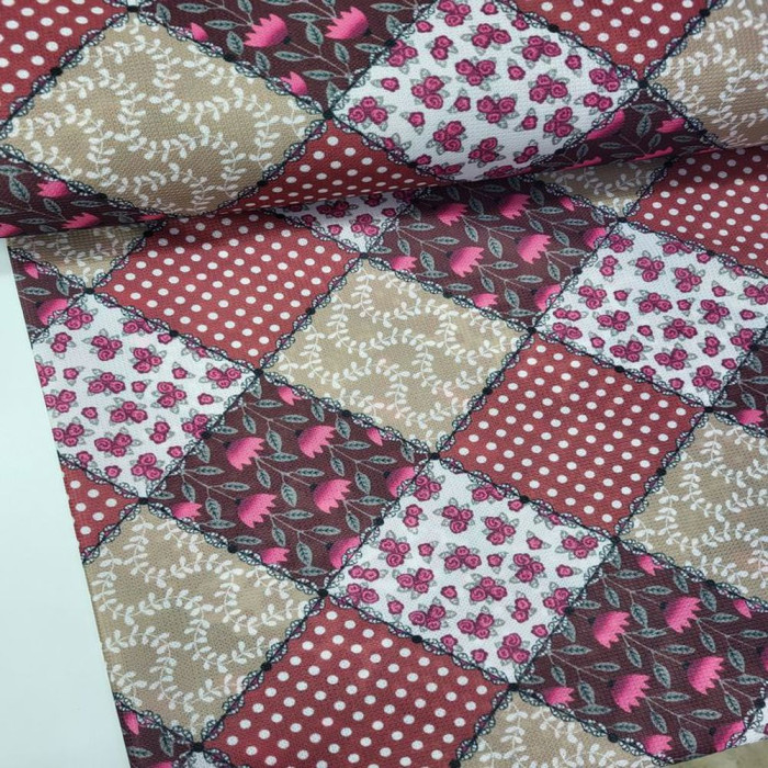 Patchwork Bordo Raşel Kumaş
