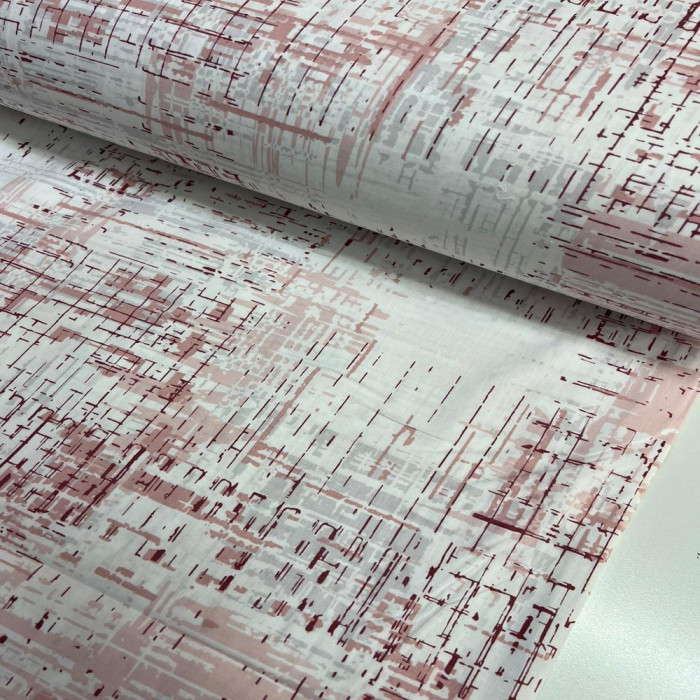 Pembe Etnik Desen Poplin Kumaş
