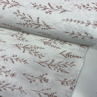 Beyaz Zemin Desenli Poplin Kumaş
