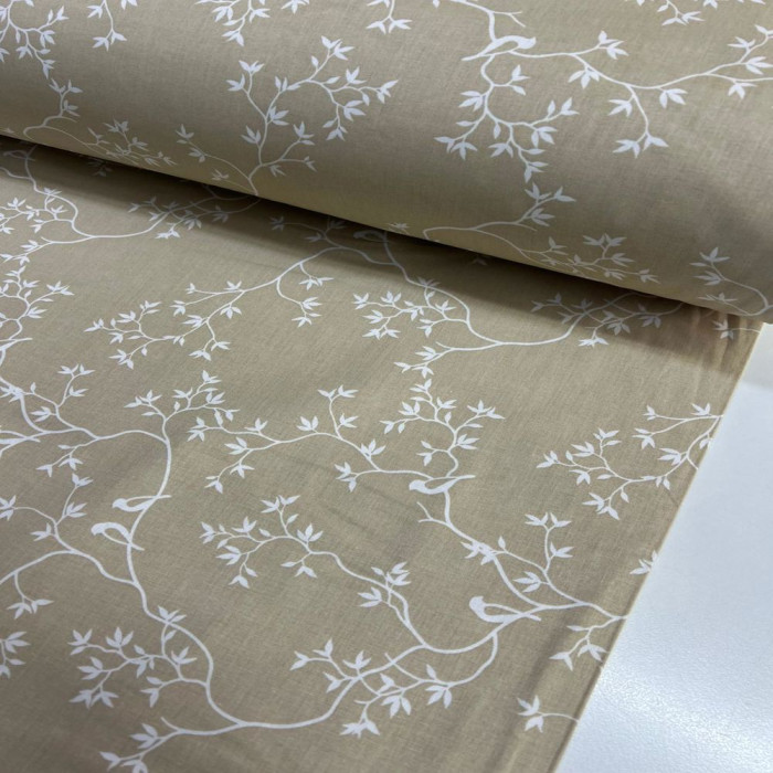 Gold Dallı Desenli Poplin Kumaş