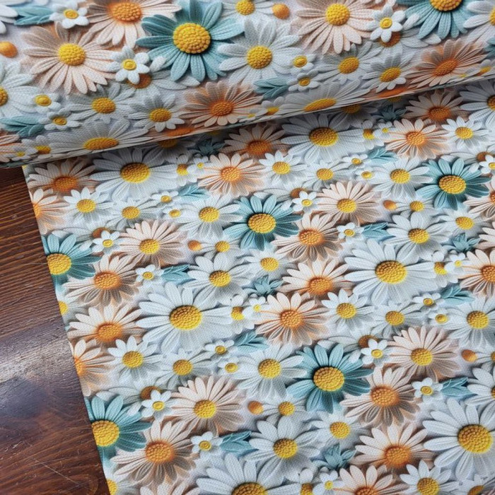 3 Boyutlu Papatya Mint Raşel Kumaş