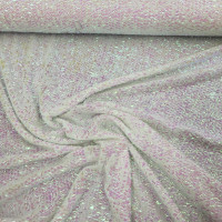 Beyaz Sedefli Pul Payet İşleme Kumaş