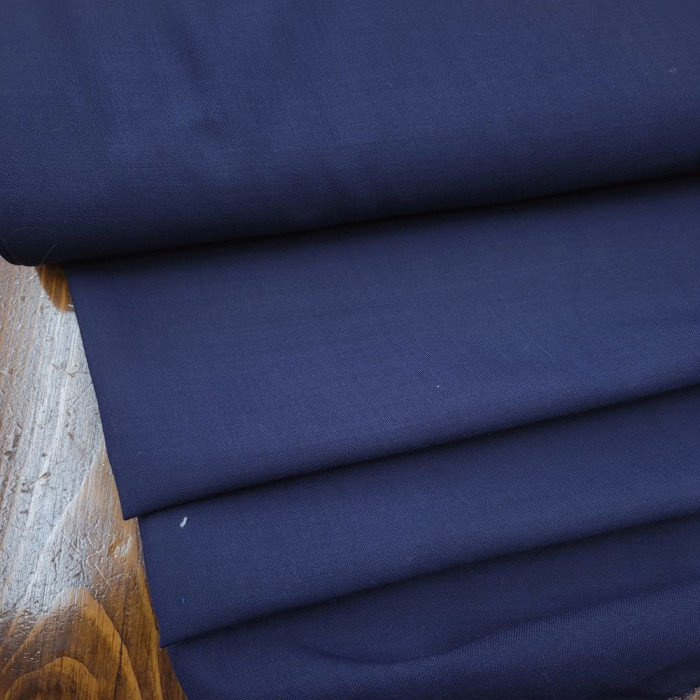 Lacivert Şantuklu Keten Kumaş