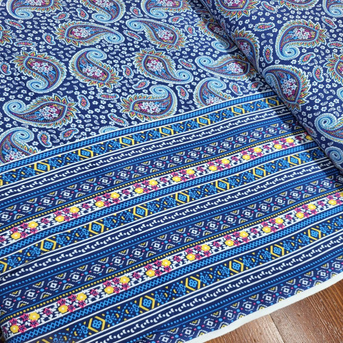 Eteği Sulu Şal Desen Viskon Kumaş