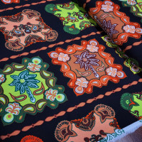 Siyah Zemin Patchwork Viskon Kumaş