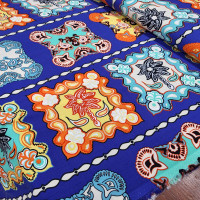 Saks Zemin Patchwork Viskon Kumaş