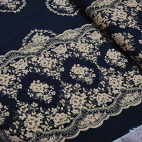 Eteği Sulu Siyah Desen Viskon Kumaş