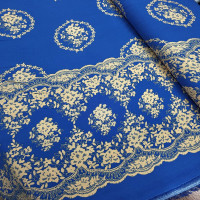 Eteği Sulu Saks Desen Viskon Kumaş