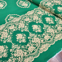 Eteği Sulu Yeşil Desen Viskon Kumaş