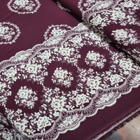 Eteği Sulu Bordo Desen Viskon Kumaş