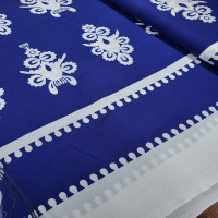 Mavi Eteği Sulu Desen Viskon Kumaş