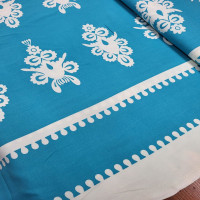 Turkuaz Eteği Sulu Desen Viskon Kumaş