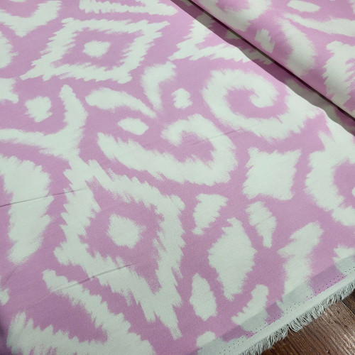 Pembe Etnik Desenli Viskon Kumaş