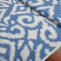 Mavi Etnik Desenli Viskon Kumaş