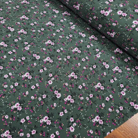 Haki Zemin Küçük Çiçekler Viskon Kumaş