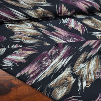 Mor Fırça Desenli Viskon Kumaş