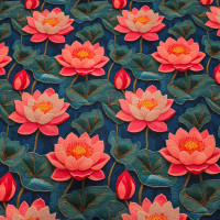 Lotus 3D Dijital Baskı Kumaş