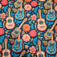 Gitar 3D Dijital Baskı Kumaş