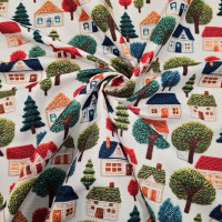 Evler 3D Dijital Baskı Kumaş