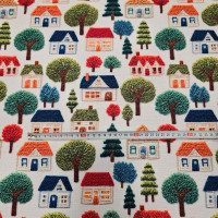 Evler 3D Dijital Baskı Kumaş