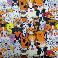 Açık Renk Köpekler Dijital Baskı Kumaş