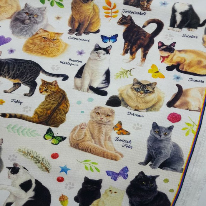 Kedi Cinsleri Dijital Baskı Kumaş