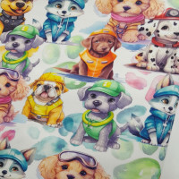 Renkli Köpekler Dijital Baskı Kumaş